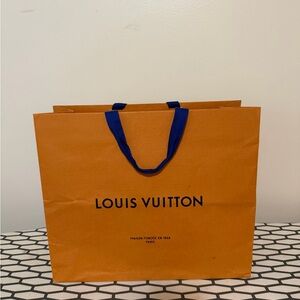Louis Vuitton Tangerine Bag with Navy Handles